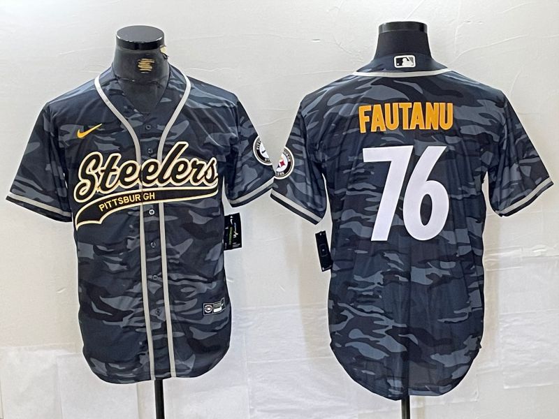 Men Pittsburgh Steelers #76 Fautanu Camo Joint Name 2024 Nike Limited NFL Jersey style 1
